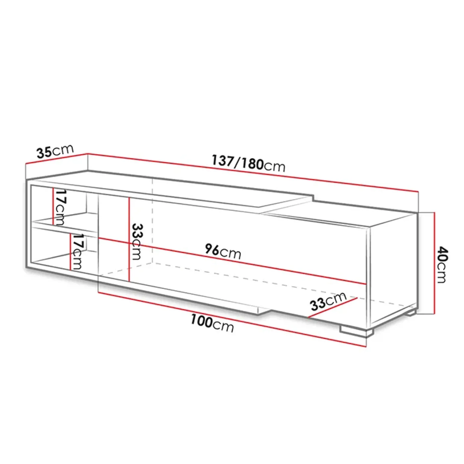 Mobile porta TV 137/180x40h cm allungabile moderno bianco Pepita