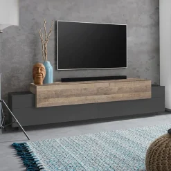 Mobile porta TV 200x52h cm antracite rovere Milos Gihome®