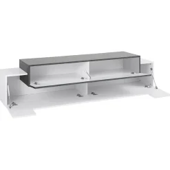 Mobile porta TV 200x52h cm bianco lucido antracite Milos Gihome®