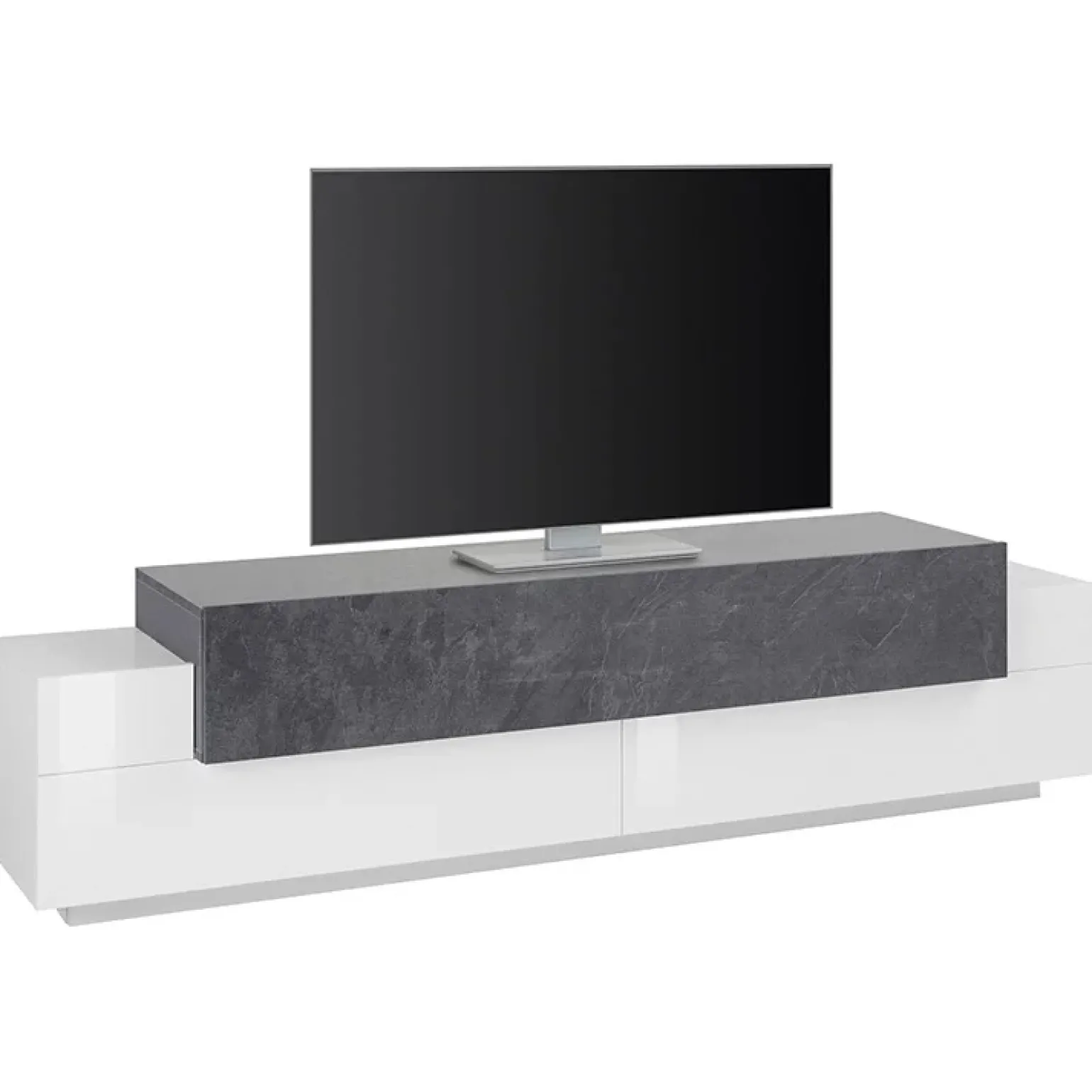 Mobile porta TV 200x52h cm bianco lucido antracite Milos Gihome®