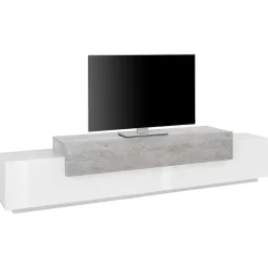 Mobile porta TV 240x52h cm bianco lucido cemento Milos Gihome®
