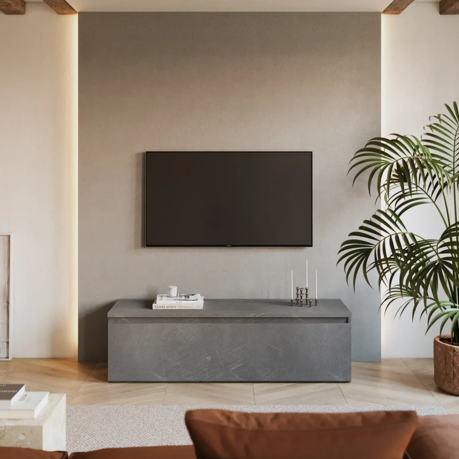 Mobile porta TV 138x40h cm con cassettone antracite Sunset