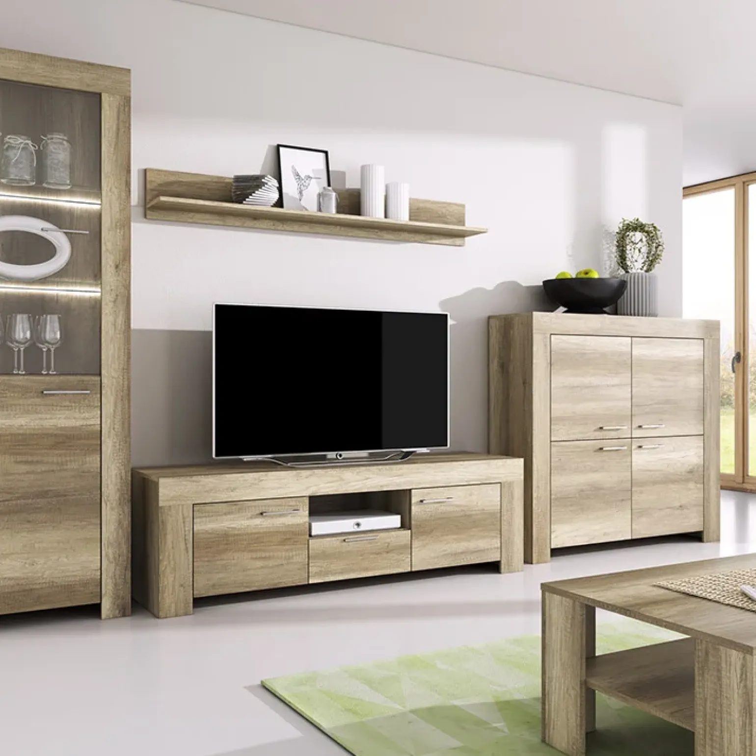 Mobile porta TV 155x50h cm con mensola rovere Vietnam