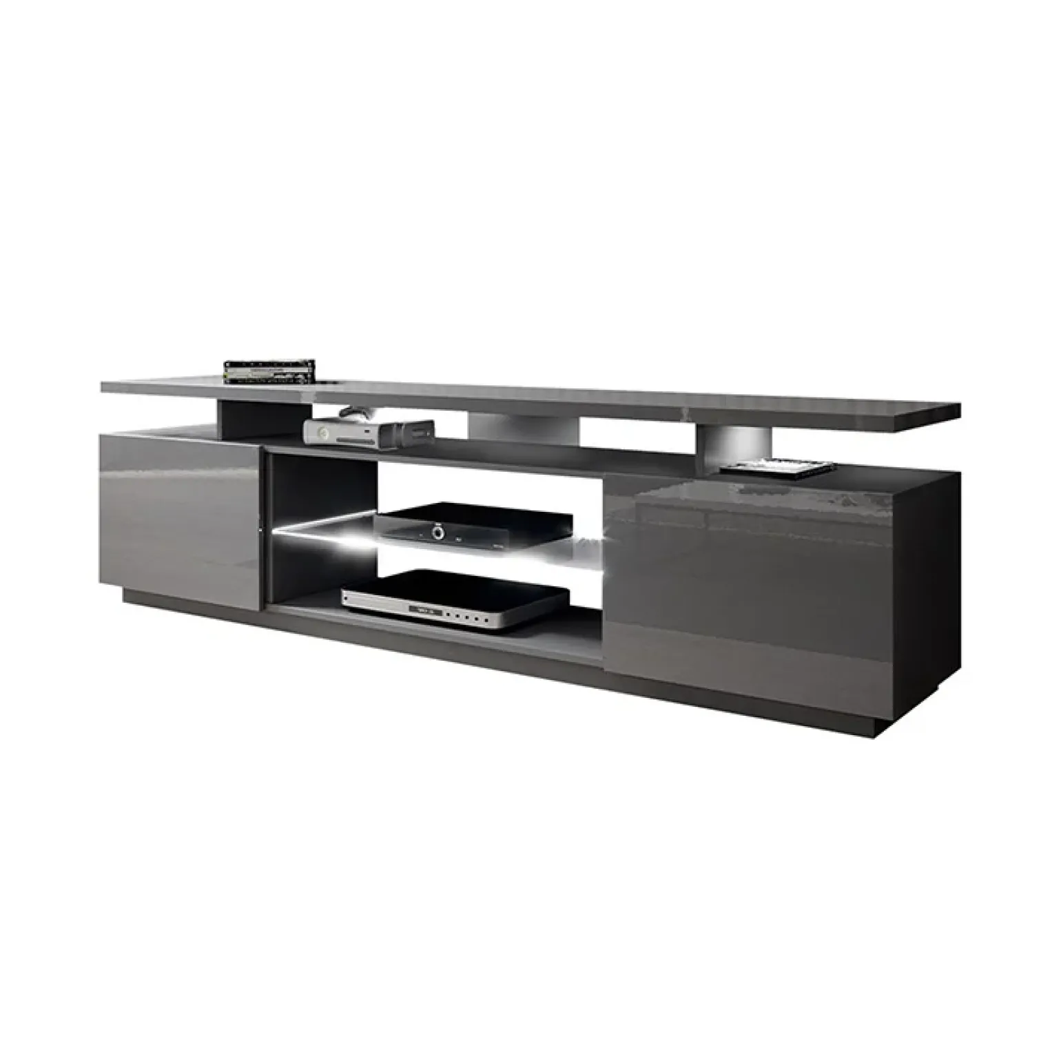 Mobile porta TV 180x56h cm con led grafite lucido Blackburn