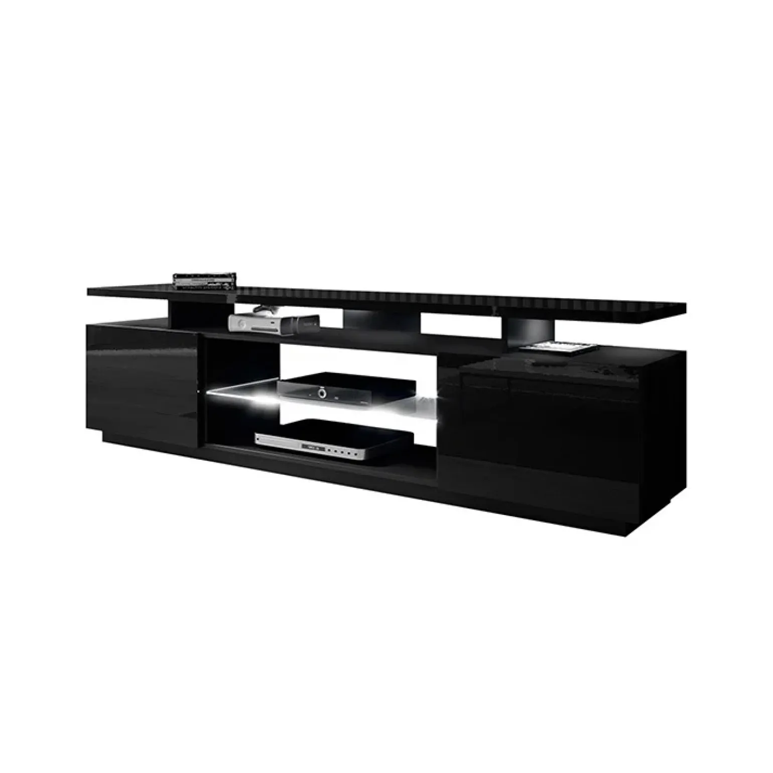 Mobile porta TV 180x56h cm con led nero lucido Blackburn
