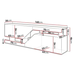 Mobile porta TV 160x46h cm design moderno rovere antracite Modesta