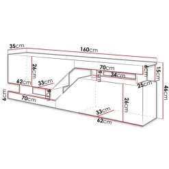 Mobile porta TV 160x46h cm design moderno rovere bianco Modesta