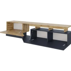 Mobile porta TV 200x47h cm design moderno rovere antracite Modesta