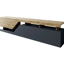 Mobile porta TV 200x47h cm design moderno rovere antracite Modesta