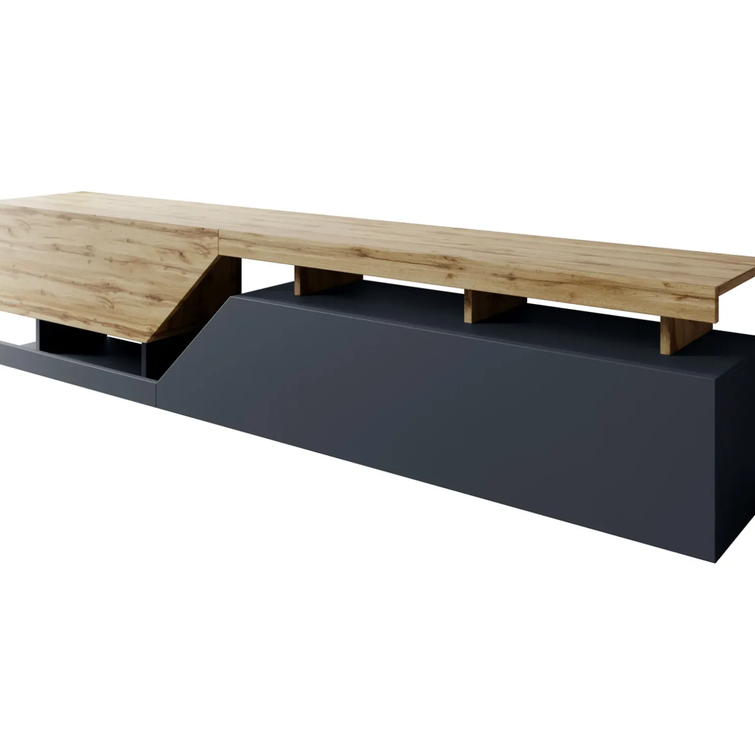 Mobile porta TV 200x47h cm design moderno rovere antracite Modesta