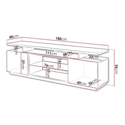 Mobile porta TV 180x56h cm grafite lucido Blackburn