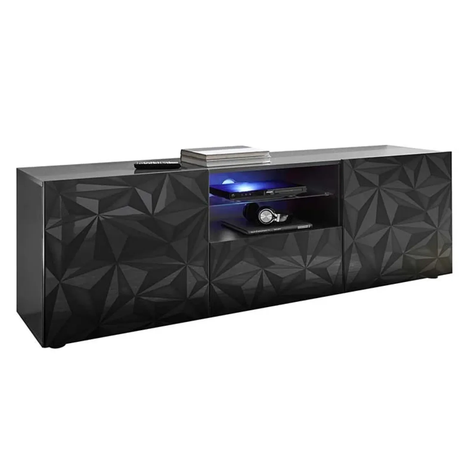Mobile porta TV 181x57h cm grigio lucido con serigrafia Marvis