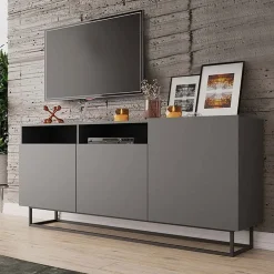 Mobile porta TV 180x80h cm industrial antracite metallo nero Erice Gihome®