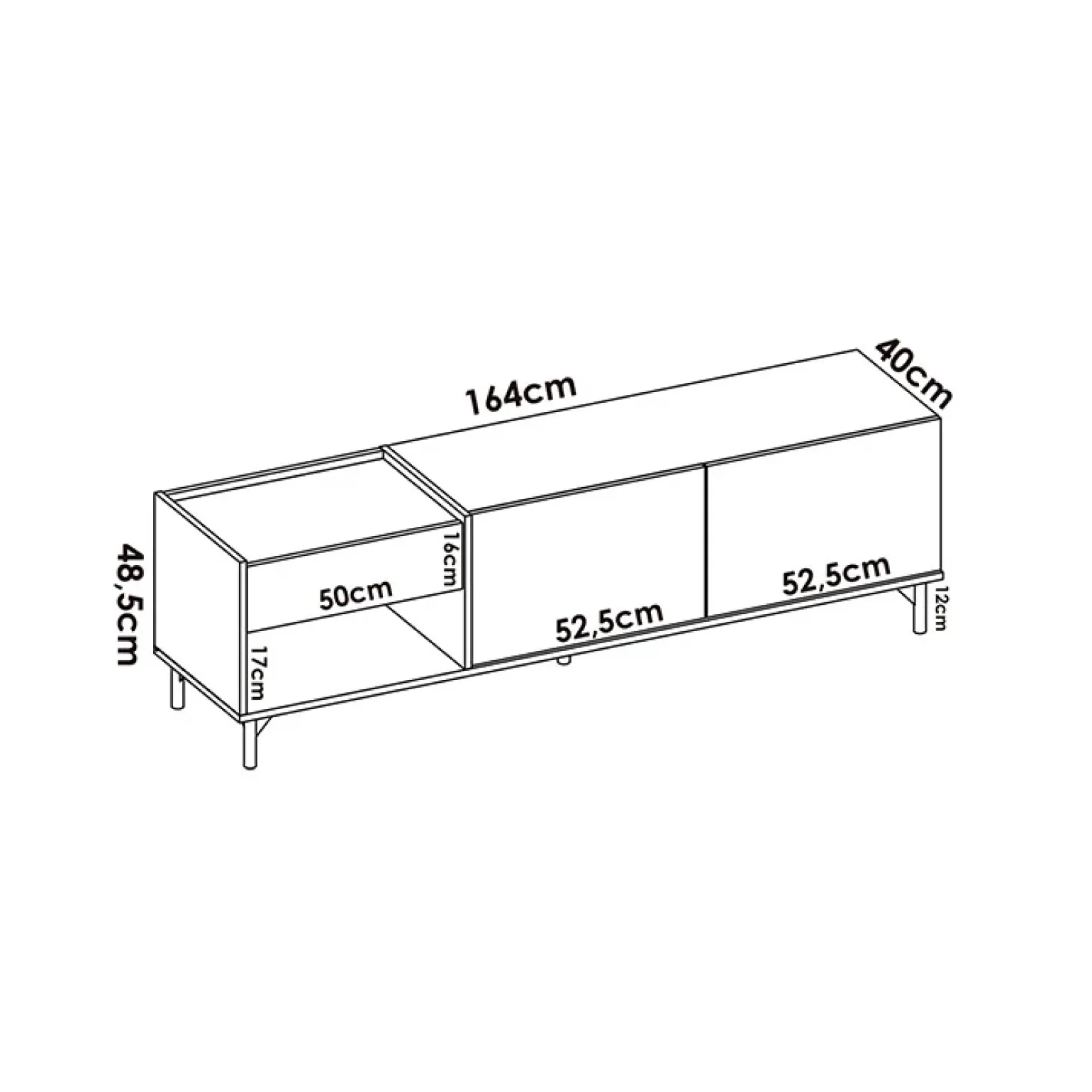 Mobile porta TV 164x49h cm legno rovere grafite German