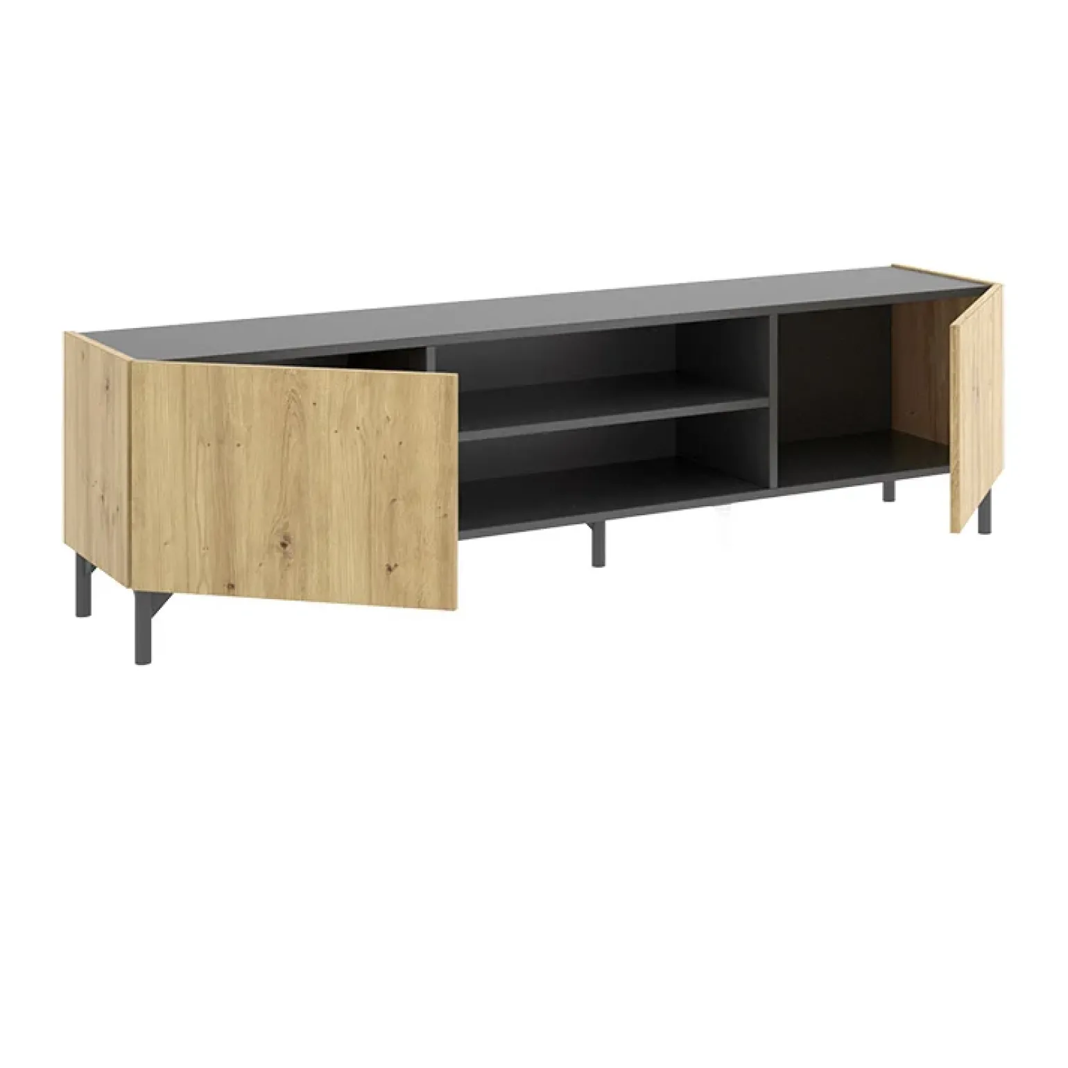 Mobile porta TV 161x45h cm legno rovere grafite Mino