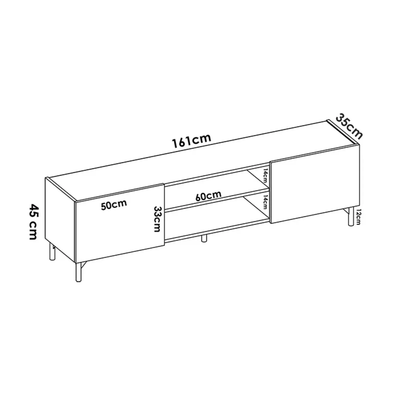 Mobile porta TV 161x45h cm legno rovere grafite Mino