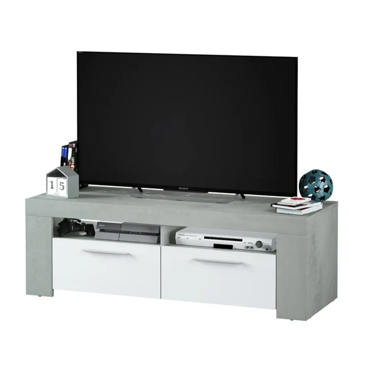 Mobile porta TV 120x40h cm moderno bianco cemento Zante