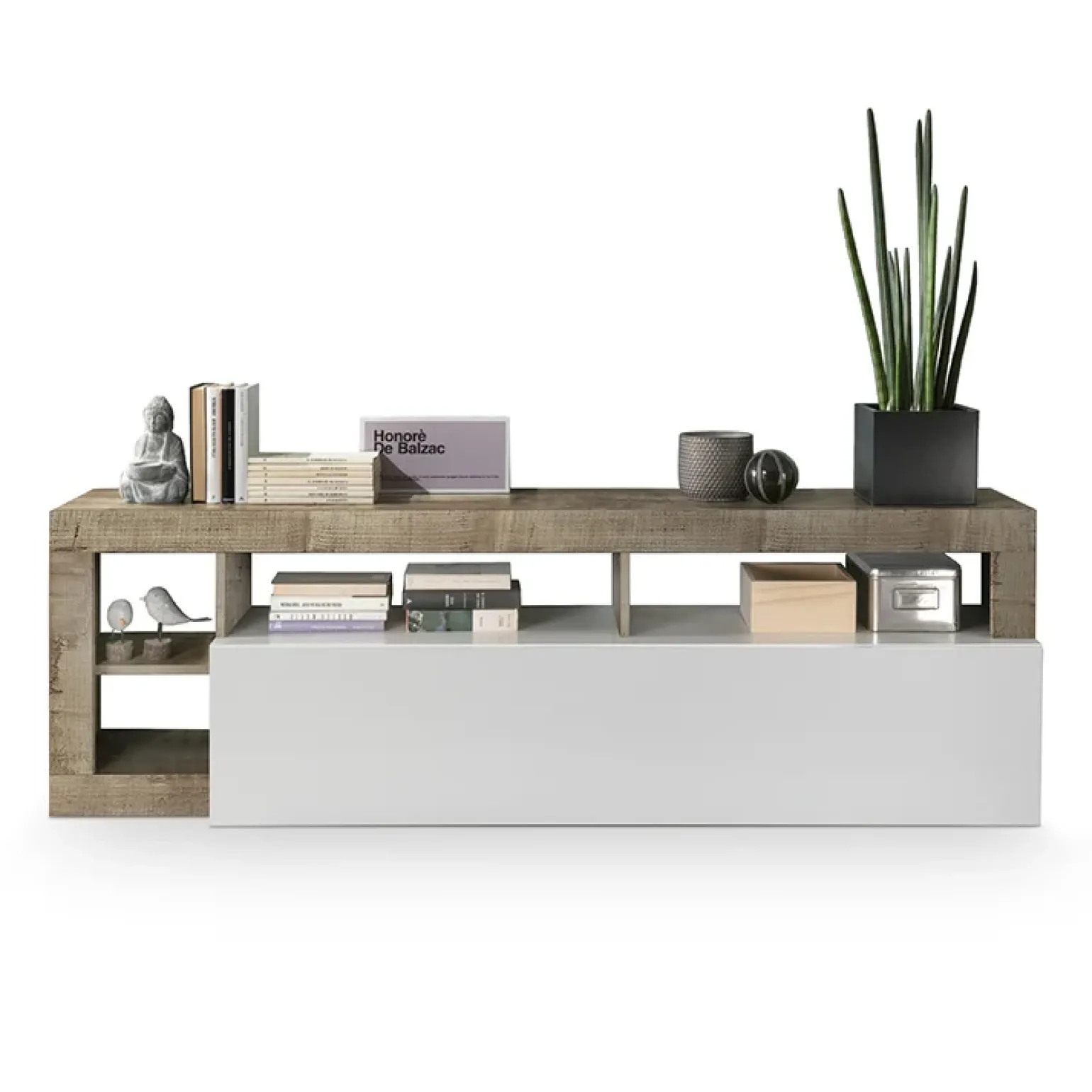 Mobile porta tv 184x58h cm moderno bianco lucido pero Invictus
