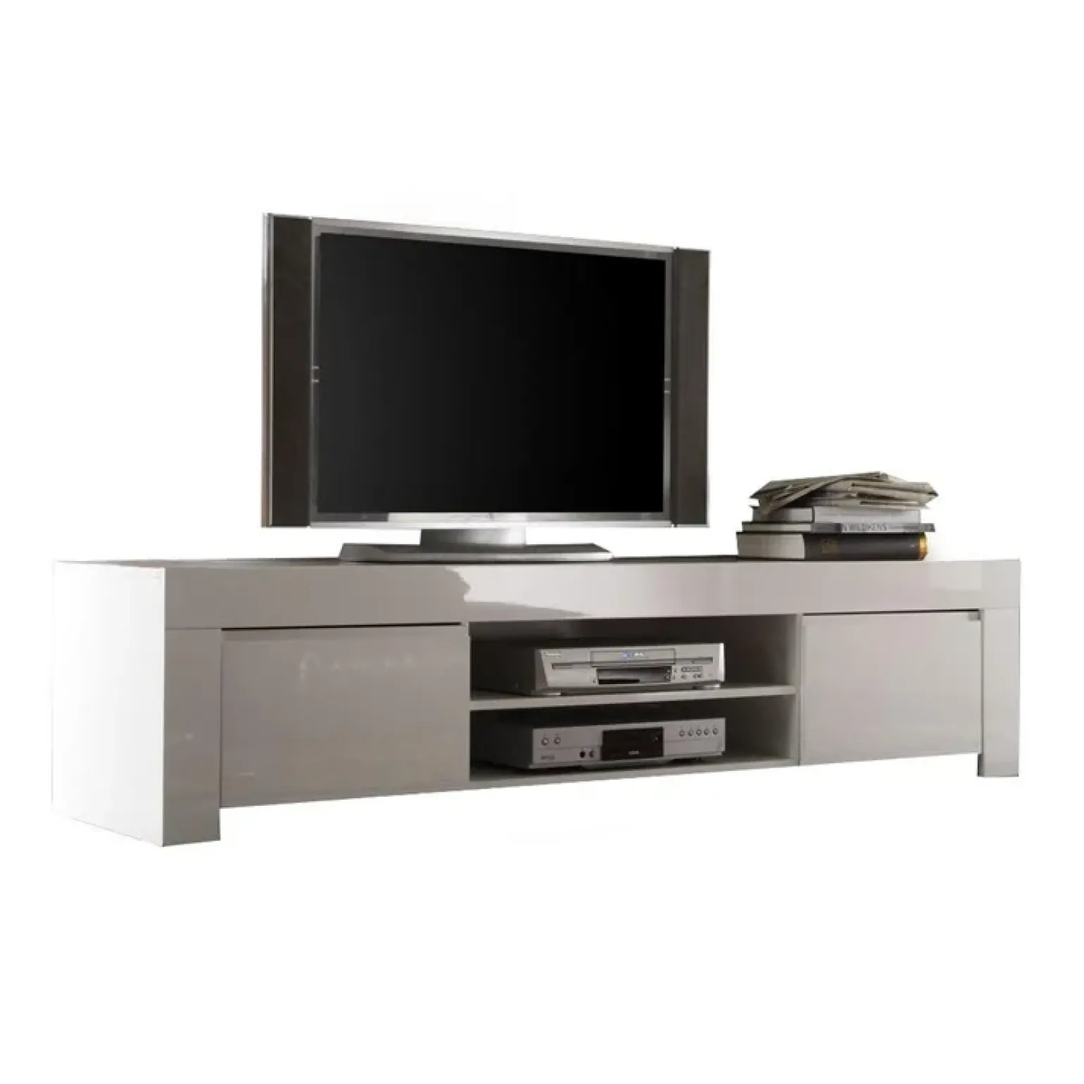 Mobile porta TV 190x50h cm moderno laccato bianco lucido Essential
