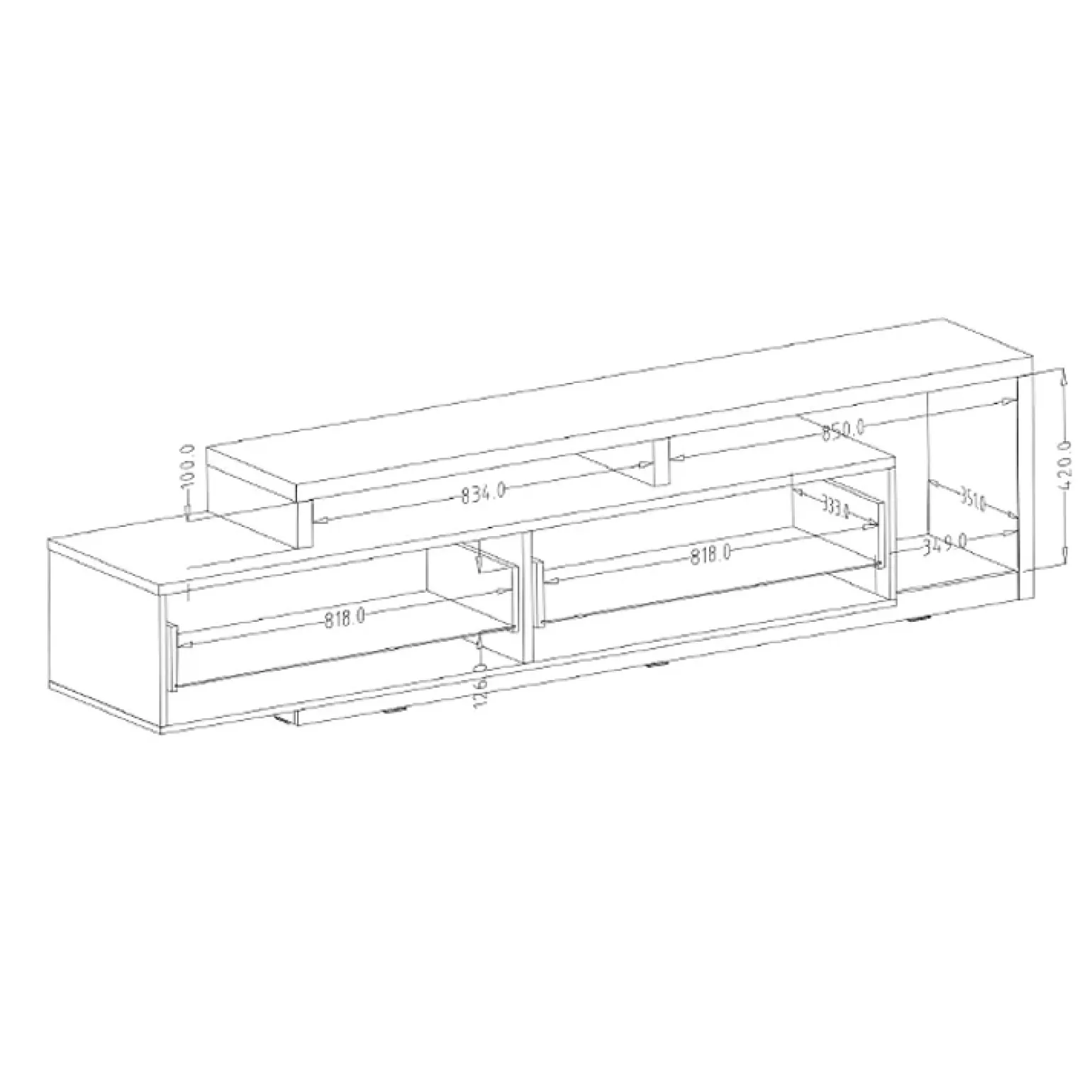 Mobile porta TV 219x52h cm moderno soggiorno antracite rovere Megan Gihome®