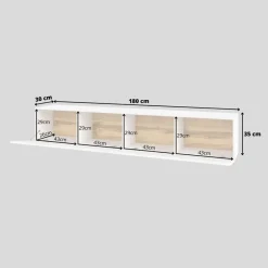 Mobile porta TV 180x35h cm moderno bianco Fusion