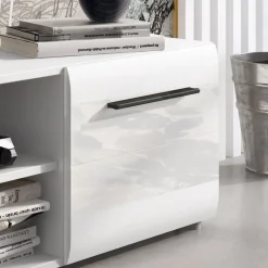 Mobile porta TV 160x40h cm moderno soggiorno bianco lucido Cold