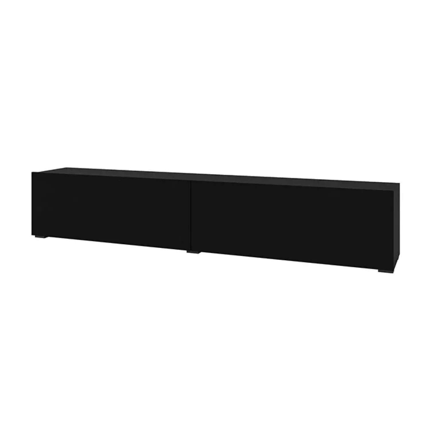 Mobile porta TV 180x35h cm moderno nero Fusion con 2 ribalte