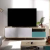 Mobile porta TV 155x47h cm moderno rovere grigio bianco petrolio Dominic