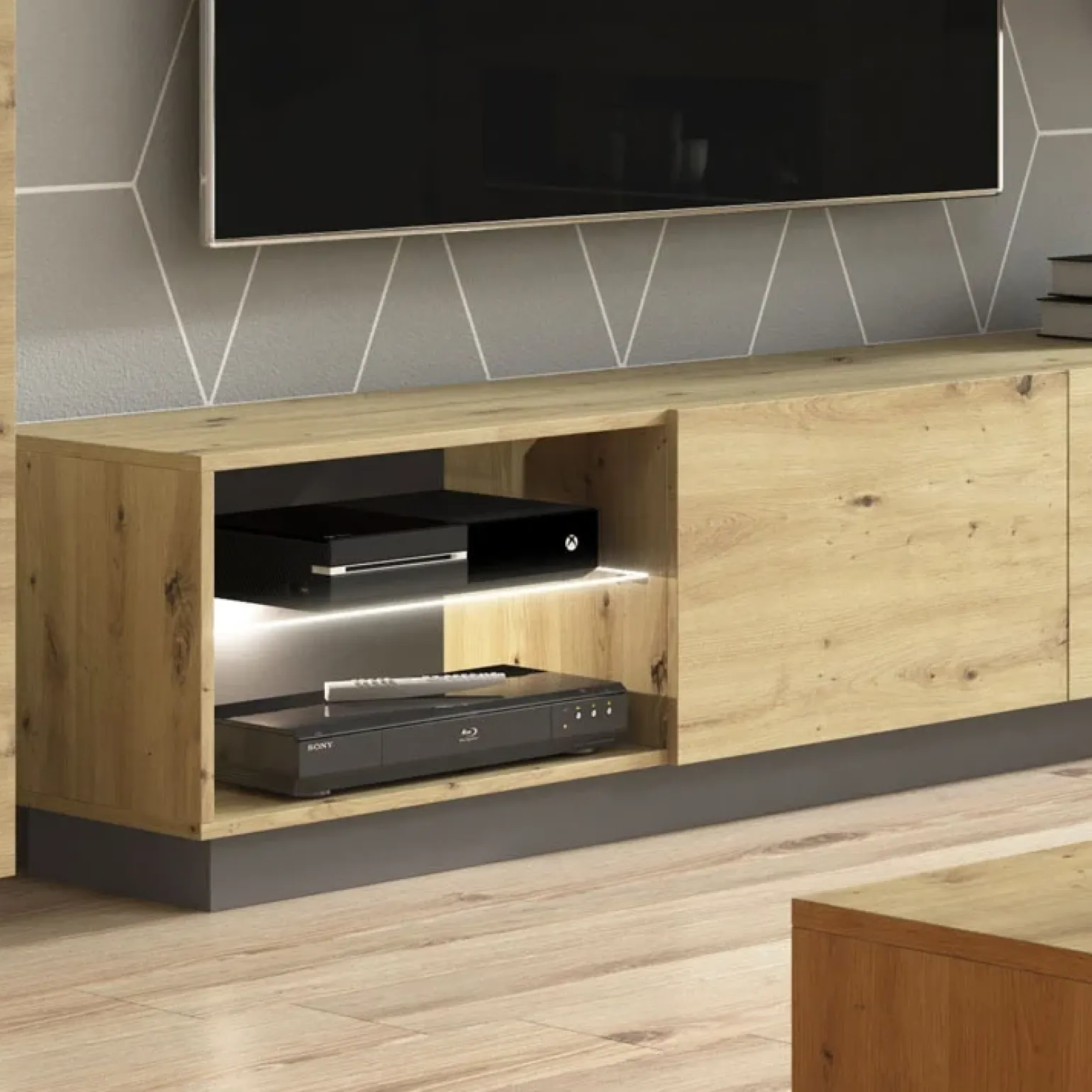 Mobile porta TV 187x46h cm moderno soggiorno rovere Noa Gihome®