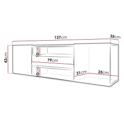 Mobile porta TV 137x43h cm moderno soggiorno bianco Rice