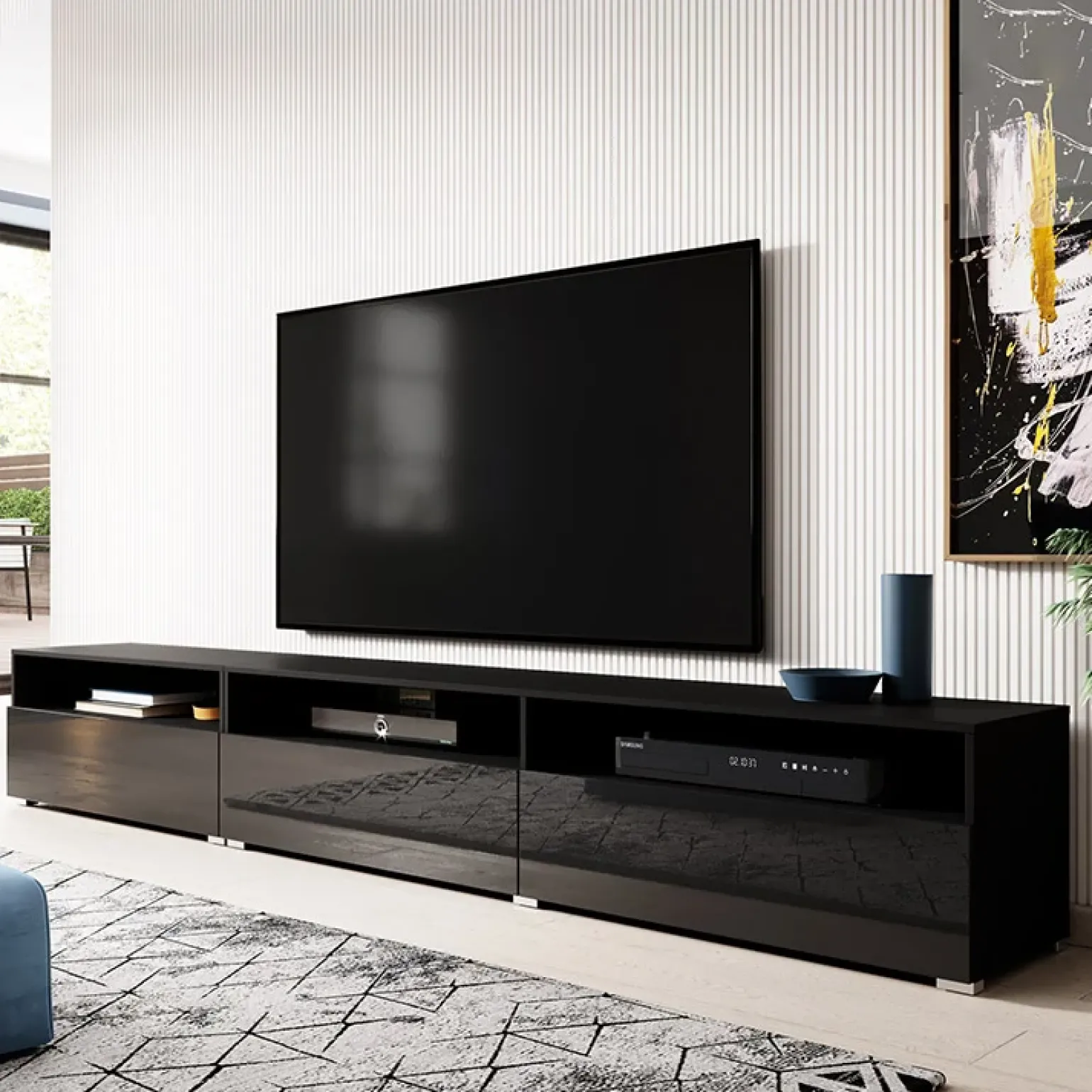 Mobile porta TV 270x42h cm moderno nero Emotion Gihome®