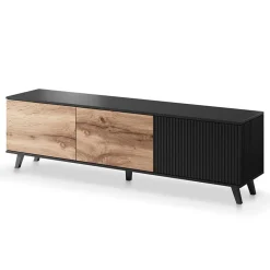 Mobile porta TV 180x52h cm moderno industrial rovere nero Nandina