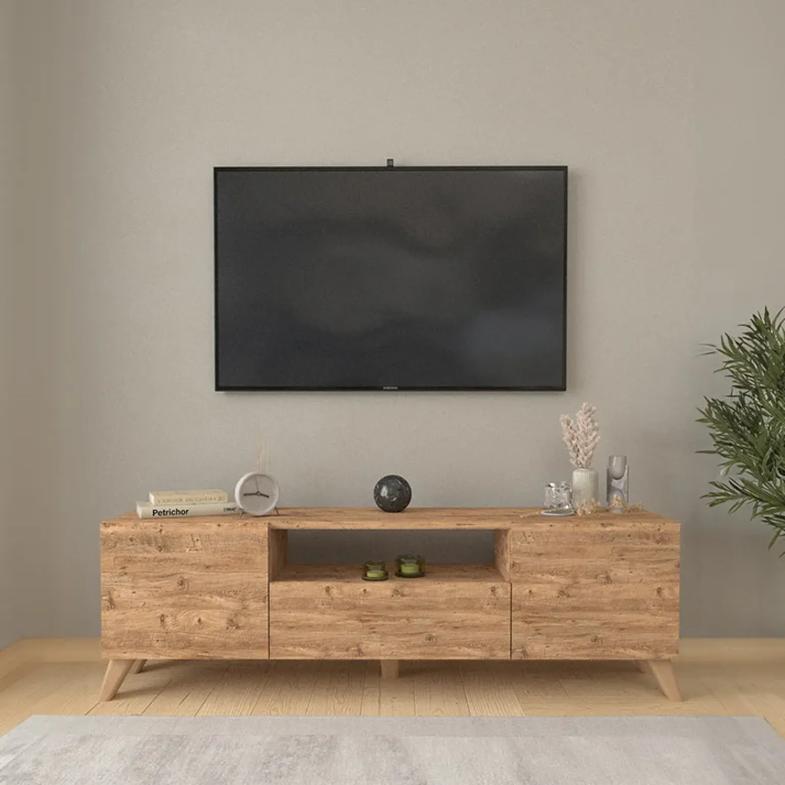 Mobile porta TV 140x46h cm moderno rovere Baffin