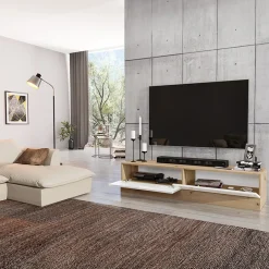 Mobile porta TV 138x70h cm rovere bianco lucido Bolivar