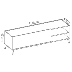 Mobile porta TV 155x47h cm soggiorno rovere grafite Elmer