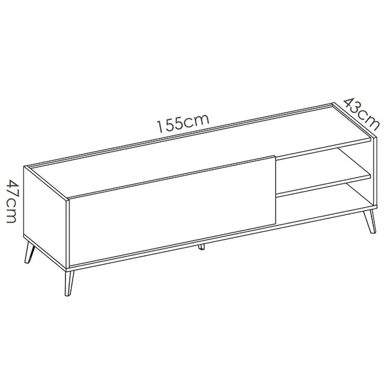 Mobile porta TV 155x47h cm soggiorno rovere grafite Elmer