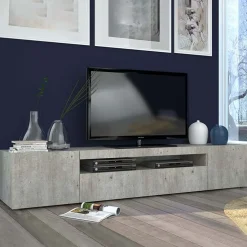 Mobile porta TV 200x37h cm soggiorno cemento Light Big Gihome®