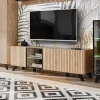 Mobile porta TV 160x52h cm soggiorno noce con stampa nera Mendes