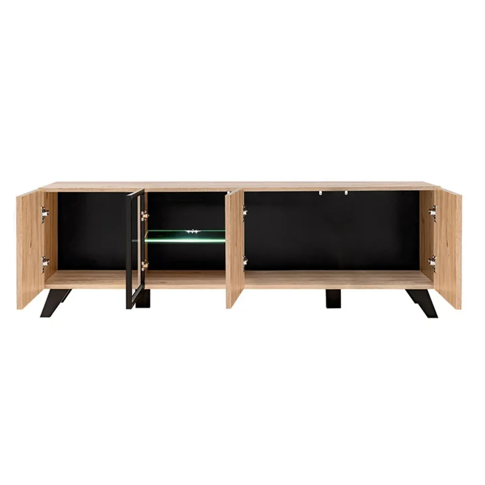 Mobile porta TV 160x52h cm soggiorno noce con stampa nera Mendes