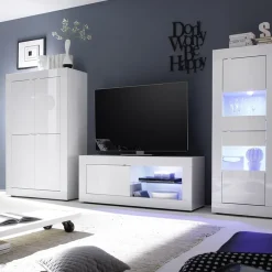 Mobile porta TV 140x56h cm soggiorno bianco lucido Eternity