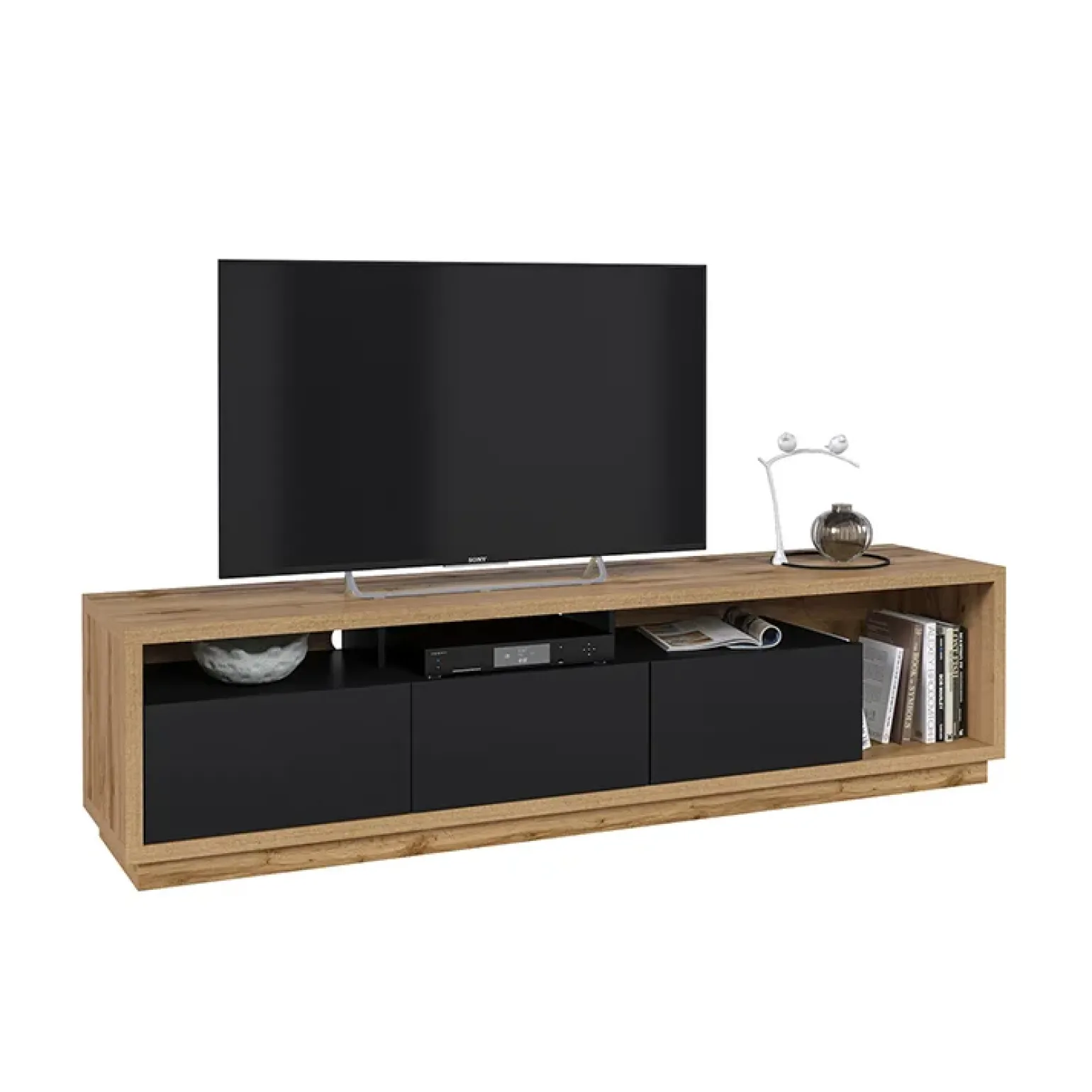 Mobile porta TV 200x50h cm soggiorno rovere nero Favorita