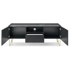 Mobile porta TV 144x55h cm soggiorno nero effetto marmo Sirena