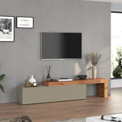 Mobile porta tv 230x51h cm tortora rovere Block