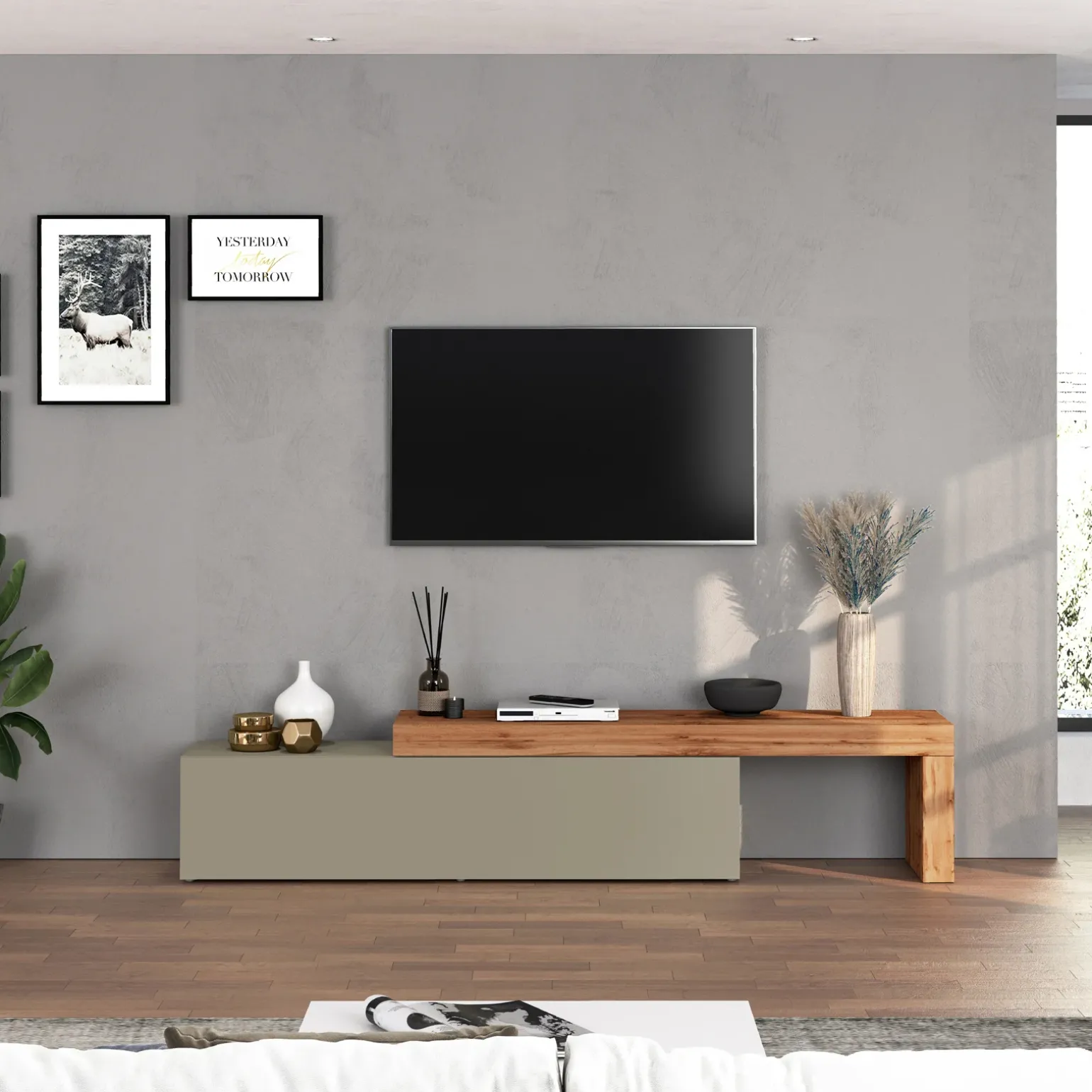 Mobile porta tv 230x51h cm tortora rovere Block