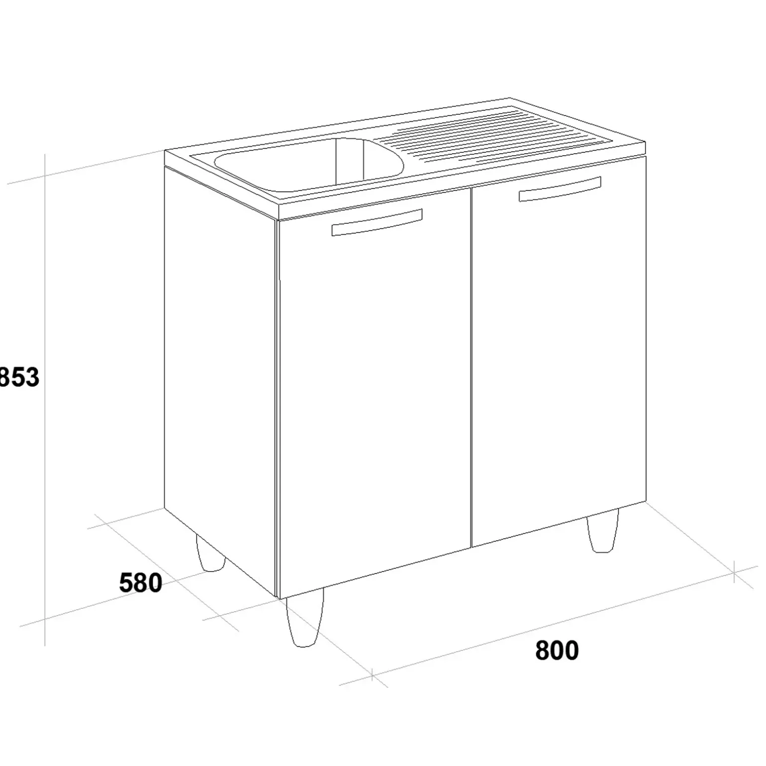 Mobile sottolavello cucina 80x86h cm multiuso con lavello 1 vasca sinistra acciaio inox rovere olmo Talise