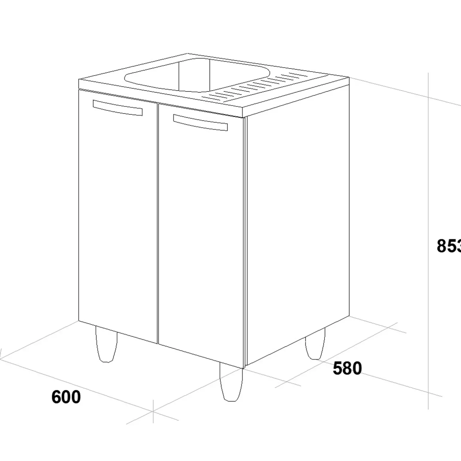 Mobile sottolavello cucina 60x86h cm multiuso con lavello acciaio inox 2 ante bianco frassinato Talise