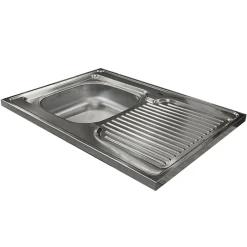 Mobile sottolavello cucina 80x86h cm multiuso con lavello 1 vasca sinistra acciaio inox bianco frassinato Talise