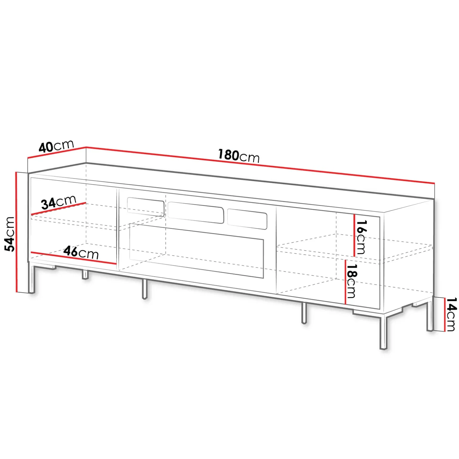 Mobile TV con camino 180x54h cm rovere nero Duble