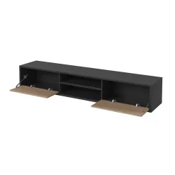 Mobile TV soggiorno sospeso 180x32h cm 2 ante a ribalta 2 vani rovere grigio Glem