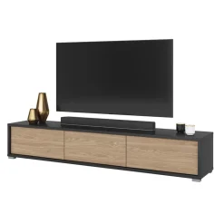 Mobile TV soggiorno sospeso 180x32h cm 3 ante a ribalta rovere grigio Glem